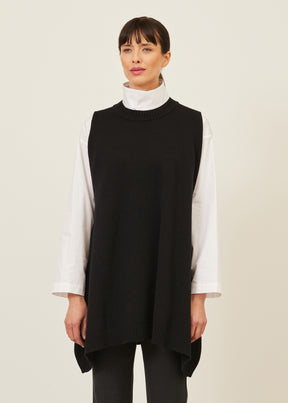 A-line sleeveless round neck sweater - long plus