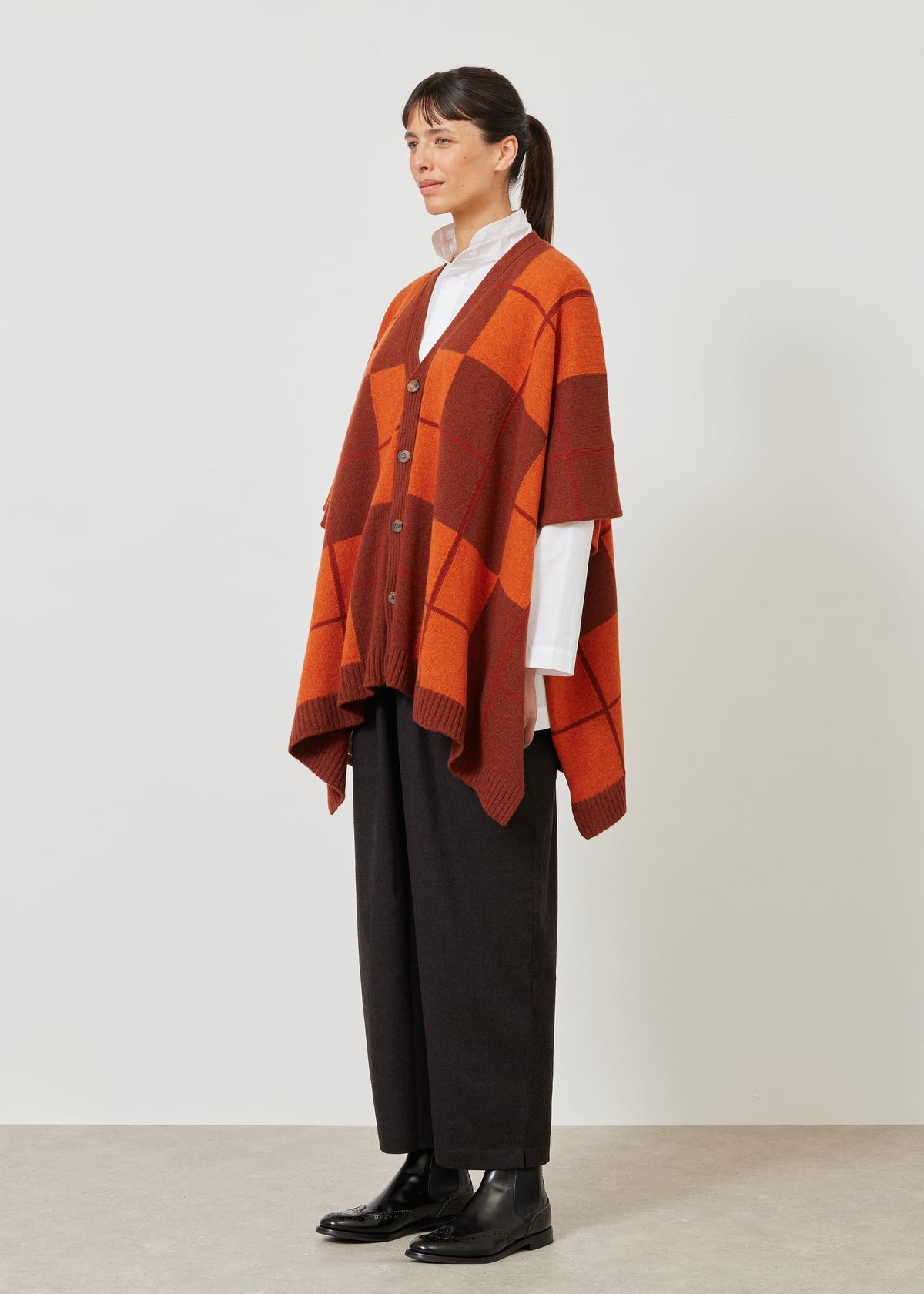 extra wide sleeveless knit cardigan tabard - long