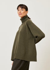 panelled A-line roll neck sweater - mid plus