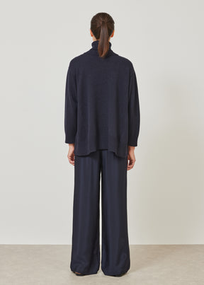 panelled A-line roll neck sweater - mid plus