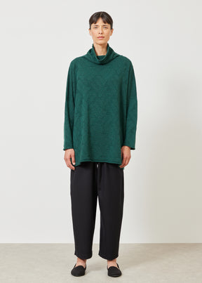 cashmere slim sleeve funnel scrunch neck sweater - long