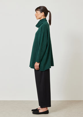 cashmere slim sleeve funnel scrunch neck sweater - long
