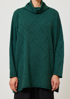 cashmere slim sleeve funnel scrunch neck sweater - long