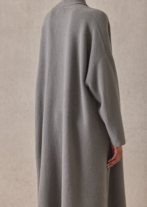cashmere a-line scrunch shawl collar knit cardigan - 3/4 length