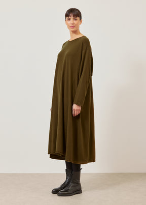 side panelled A-line bateau neck knit dress