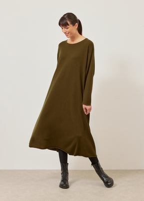 side panelled A-line bateau neck knit dress