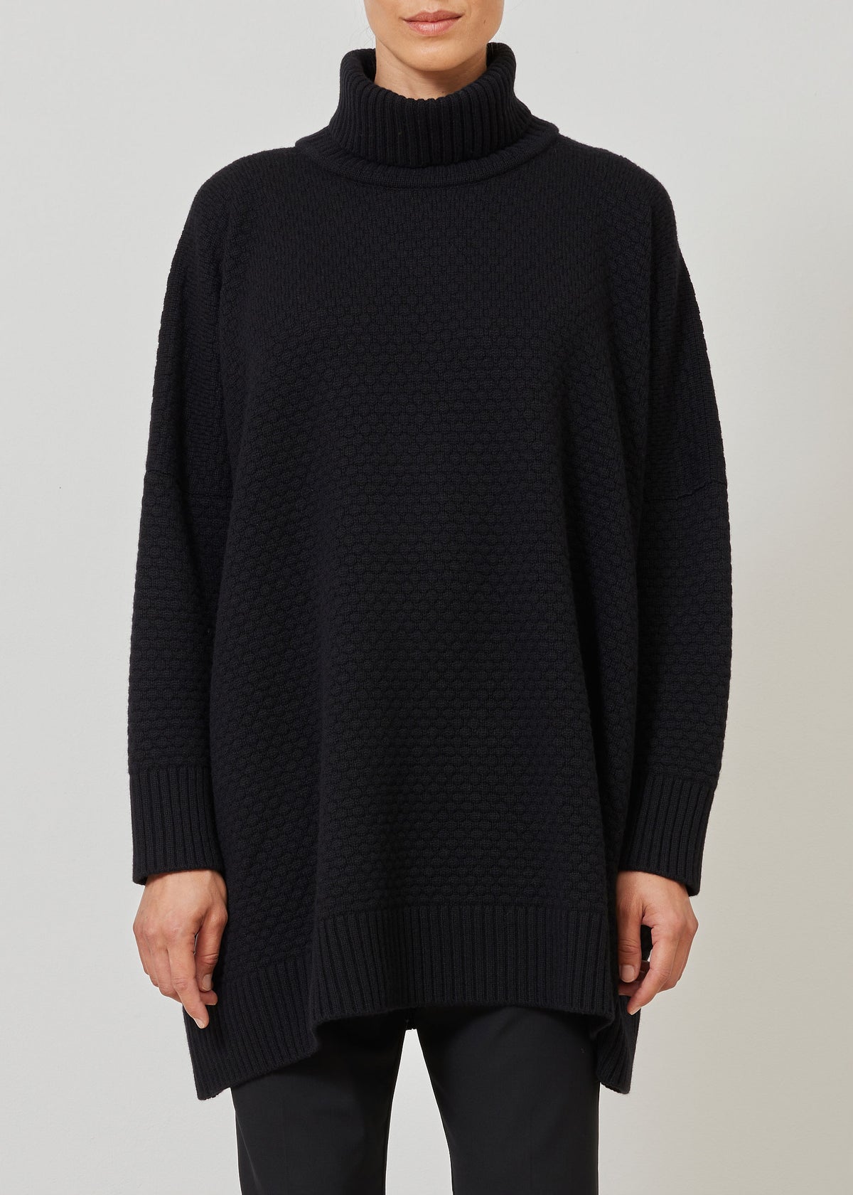 cashmere wide roll neck sweater - long plus