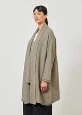 A-line scrunch shawl collar knit cardigan - long plus