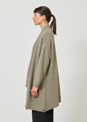 A-line scrunch shawl collar knit cardigan - long plus