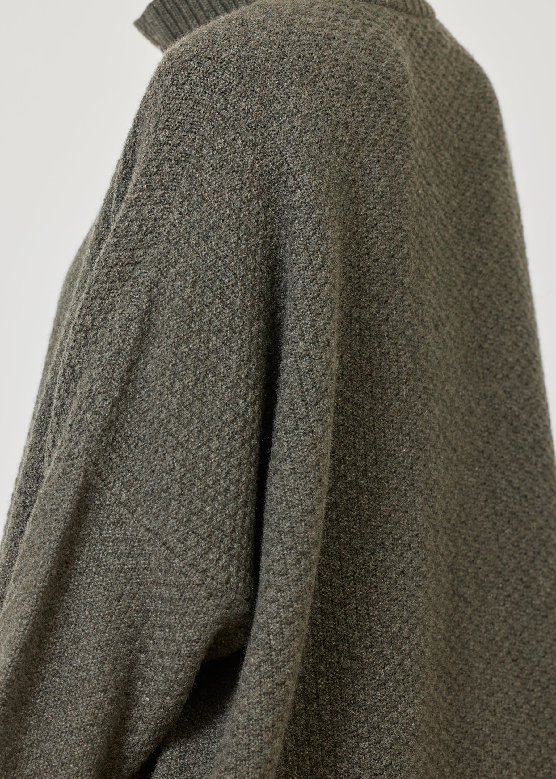 wide high neck button knit cardigan - long plus