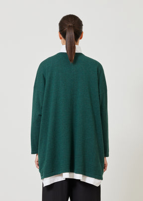 cashmere smaller front larger back round neck knit cardigan - long