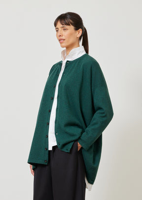 cashmere smaller front larger back round neck knit cardigan - long