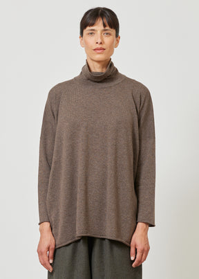 slim sleeve raw edge scrunch neck sweater - mid plus