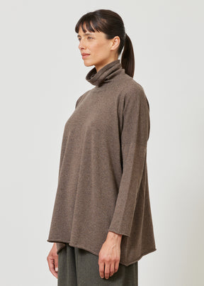 slim sleeve raw edge scrunch neck sweater - mid plus