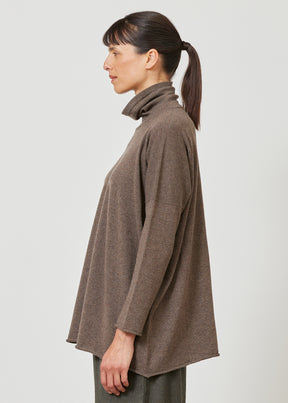 slim sleeve raw edge scrunch neck sweater - mid plus