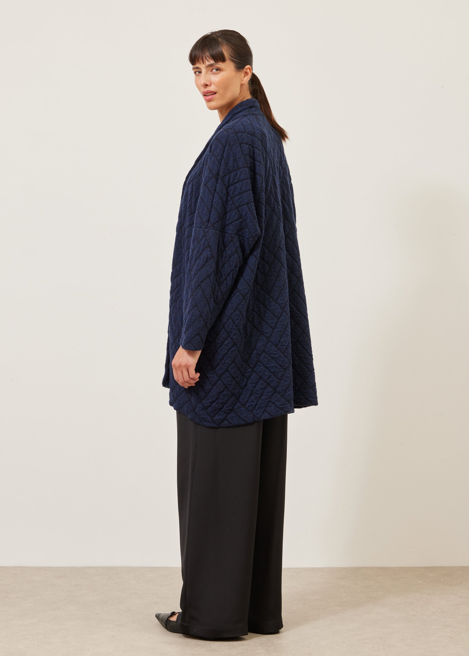 shawl collar knit cardigan - long plus