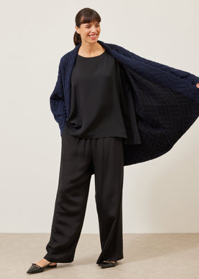 shawl collar knit cardigan - long plus