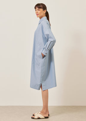 wide a-line shirt dress with collar