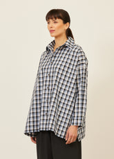 wide A-line shirt with collar - long