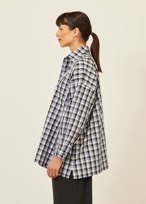 wide A-line shirt with collar - long
