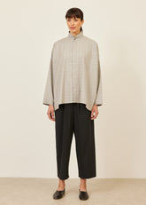 wide A-line shirt with double stand collar - mid plus