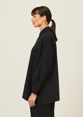 wide A-line shirt with collar - long