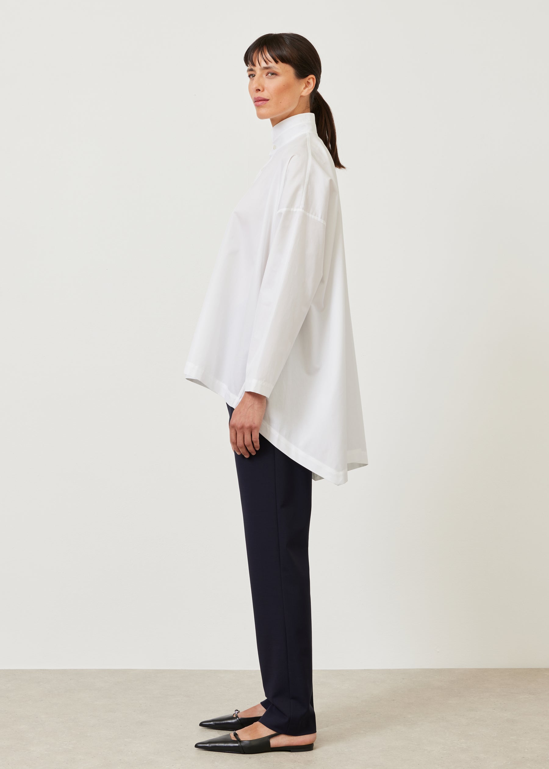 smaller front larger back double stand collar shirt - mid plus