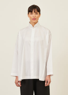 side panelled shirt with double stand collar - long