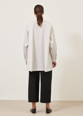 cotton side panelled shirt with collar - long plus