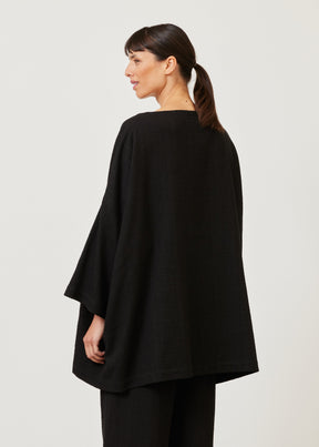 cotton sloped shoulder scoop neck poncho - long plus