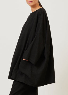 cotton sloped shoulder scoop neck poncho - long plus