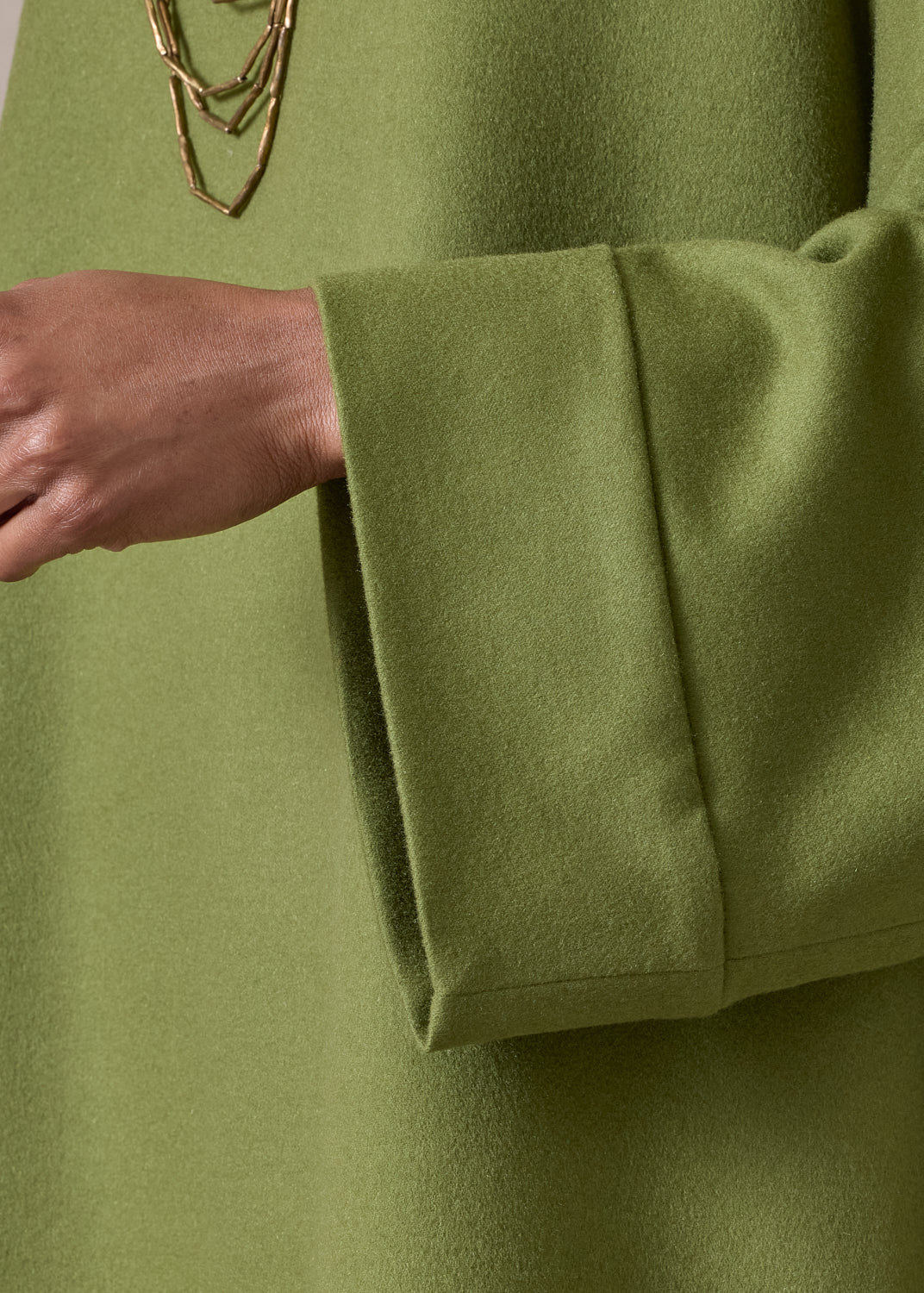 cashmere sloped shoulder scoop neck poncho with hembands - long (fernlight)