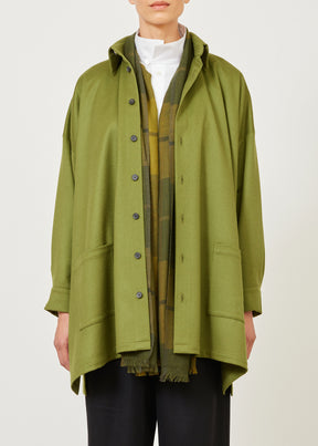cashmere wide a-line shirt jacket with collar - long plus