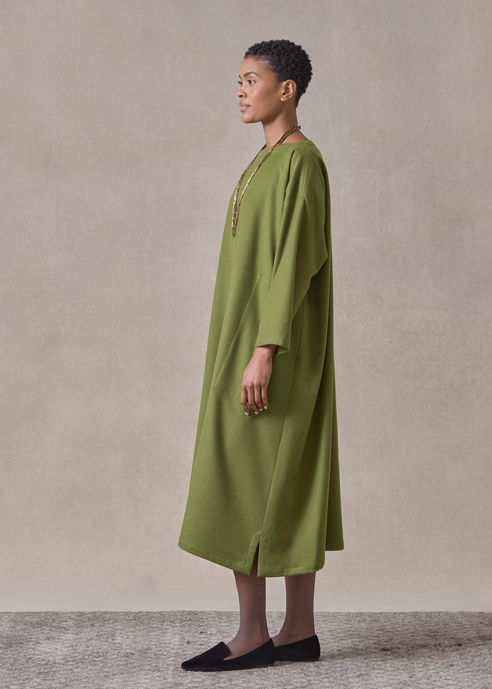 cashmere wide a-line scoop neck dress (fernlight)