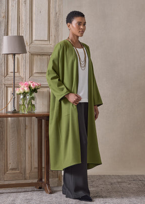 cashmere wide a-line v-neck coat (with piped edge)
