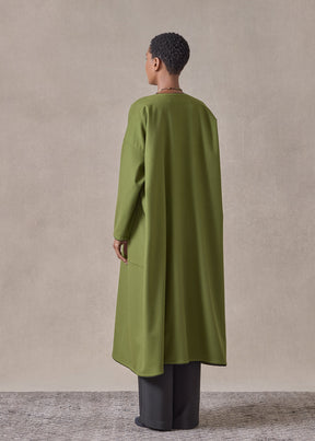cashmere wide a-line v-neck coat (with piped edge)