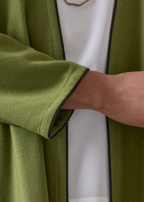 cashmere wide a-line v-neck coat (with piped edge)