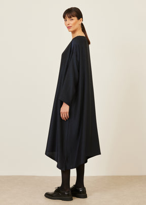silk mix wide a-line scoop neck dress