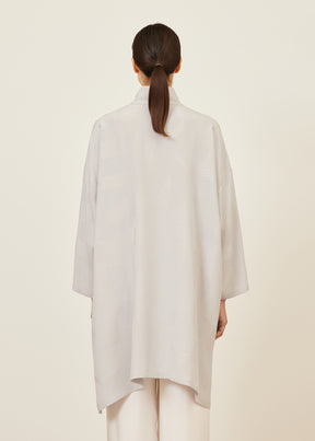 silk wide a-line shirt with chinese collar - very long with slits