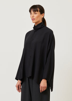 wide longer back scrunch neck shirt - mid plus