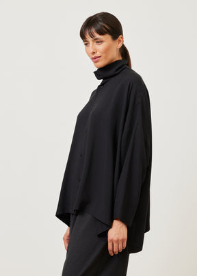 wide longer back scrunch neck shirt - mid plus