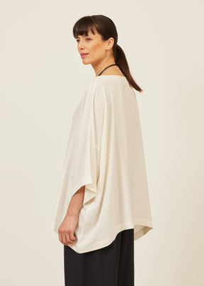 silk 3/4 sleeve bateau neck tunic - long