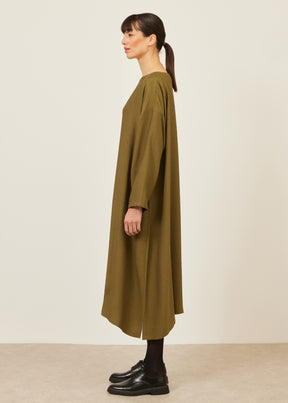 silk wide A-line scoop neck dress