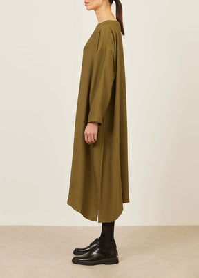 silk wide A-line scoop neck dress