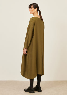 silk wide A-line scoop neck dress