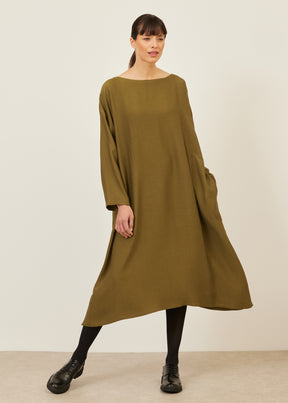 silk wide A-line scoop neck dress