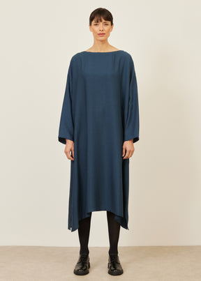 silk wide A-line scoop neck dress