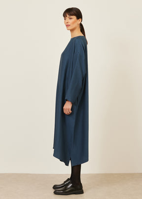 silk wide A-line scoop neck dress