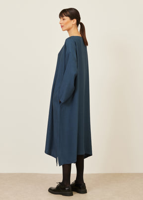 silk wide A-line scoop neck dress
