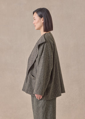 wool silk mix small jacket coat - mid plus